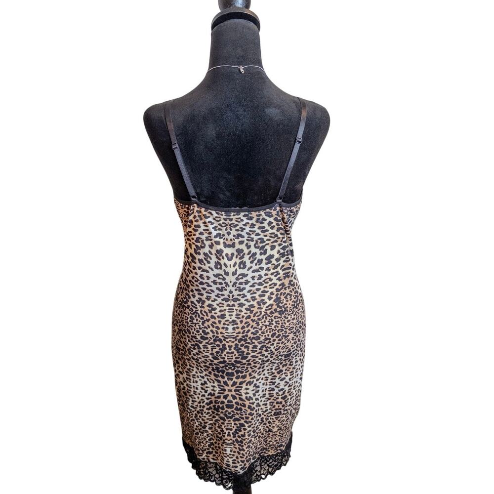 Shape FX Leopard Print Lace Trim Bodycon Shapewear Slip Dress Large - Picture 4 of 8